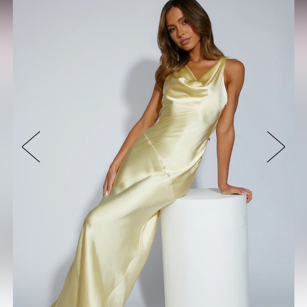SOLD hello molly SPECIAL GUEST SATIN MAXI DRESS BUTTER / NEW / WEDDING GUEST